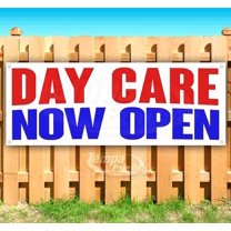 Day Care Now Open 13 oz Vinyl Banner With Metal Grommets