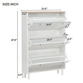 thumbnail image 6 of 31.5" Free-Standing Narrow Design Shoe Cabinet, Wood Grain Top Entryway Organizer, 3 Flip Drawers, Adjustable Panel & 3 Hooks, White, 6 of 8