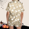 thumbnail image 6 of MEZZALL Women Halloween Printed Pajama Lapel Collar Short Sleeve Tops Cozy Home Loungewear Shorts For Fall Holidays Relaxed Fit 2 Piece Pjs, 6 of 7