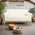 thumbnail image 2 of Noble House Modern Beige Fabric Loveseat with Cushioned Seats, 2 of 8