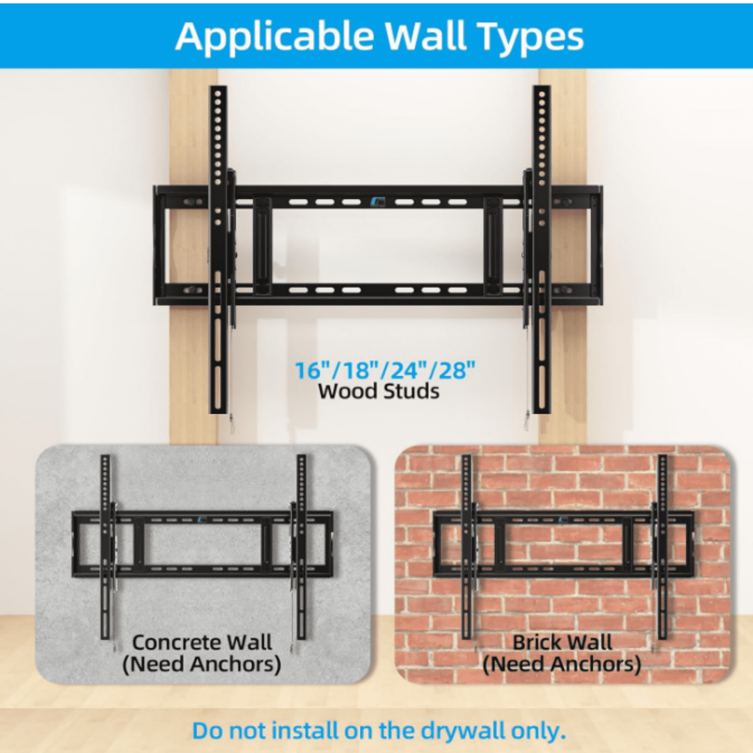 Heavy Duty Tilt TV Wall Mount Bracket for 48-120 Inch Flat/Curved TVs, 200Lbs Capacity, Fits 16/18/24 Inch Studs, Max VESA 800x600mm for LED OLED LCD