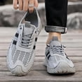 thumbnail image 6 of Men's Casual Sneakers Breathable Mesh Lightweight Comfort Non-Slip Leather Loafers Hollow Outdoor Handmade Shoes Gray 7 US, 6 of 7