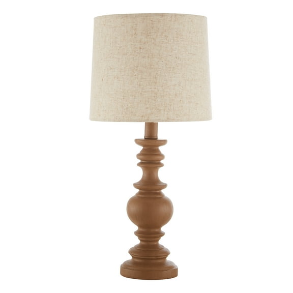 Mainstays Resin Table Lamp with Linen Shade, 18.75-Inch, Brown