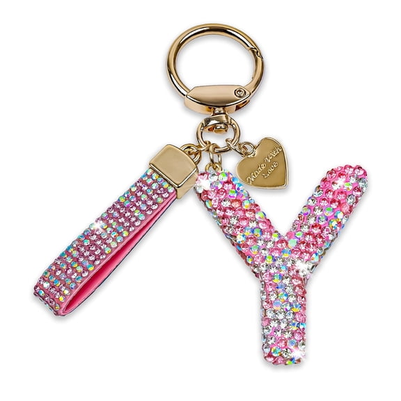 Alloy Rhinestone Initial Letter(A-Z) Keychains for Women Girls - Bling Sparkly Alphabet Keychain Charms for Backpack, Handbag, Purse - Cute Durable Gift Idea