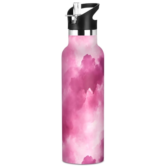 ALAZA Watercolor Tie Dye Pattern Stainless Steel Water Bottle Vacuum Insulated Leak-Proof Tumbler with Straw Handle 20oz