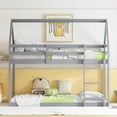 thumbnail image 6 of URTR Twin Over Twin Floor House Bunk Bed with High Quality Ladder and Guardrails, Wooden Low House-Shaped Twin Size Bunk Bed Frame for Bedroom, Gray, 6 of 6