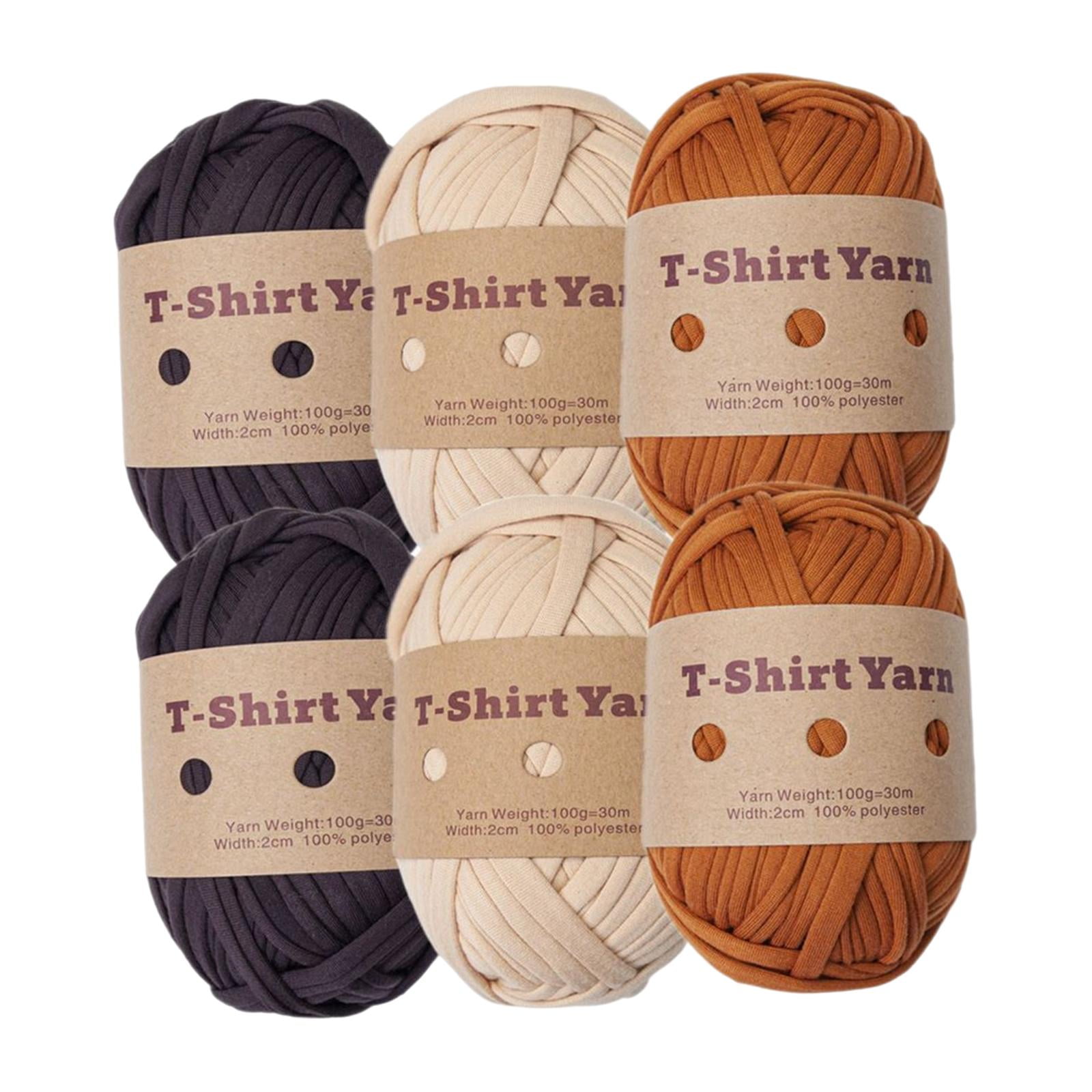 6Pcs Knitting Yarn T-shirt Yarn Chunky Yarn Spaghetti Yarn for Throw Blanket Craft , Set A