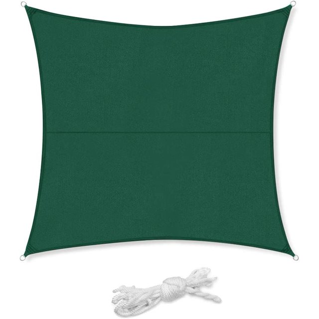 Vela de sombra rectangular, 3,6x3,6m, impermeable, anti-UV, impermeable y transpirable, verde oscuro