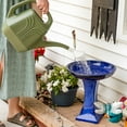 thumbnail image 5 of Sunnydaze Nantes Freestanding Ceramic Outdoor Bird Bath, UV-Resistant Blue Finish, 5 of 10