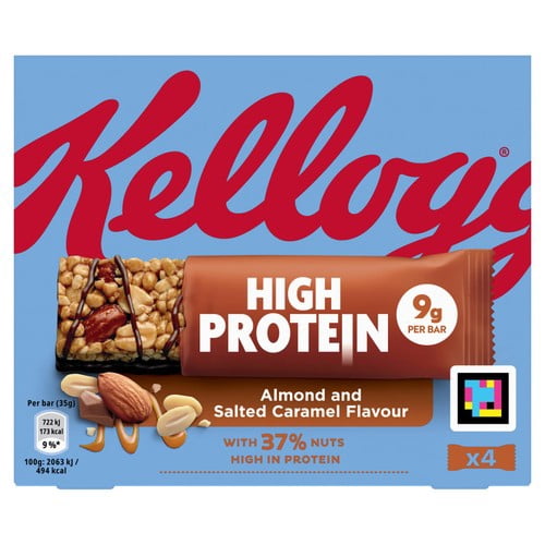 Kellogg's High Protein Salted Caramel & Almond Cereal Bar 4 x 35g, British Import (Pack of 3)
