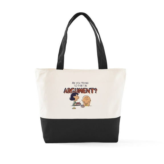 CafePress - Peanuts Start An Argument - Two Tone, 100% Cotton, Zipper Tote Bag