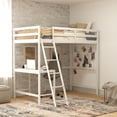 thumbnail image 2 of Flash Furniture Riley Loft Bed Frame with Desk, Twin Size Wooden Bed Frame with Protective Guard Rails & Ladder for Kids and Teens - White, 2 of 12