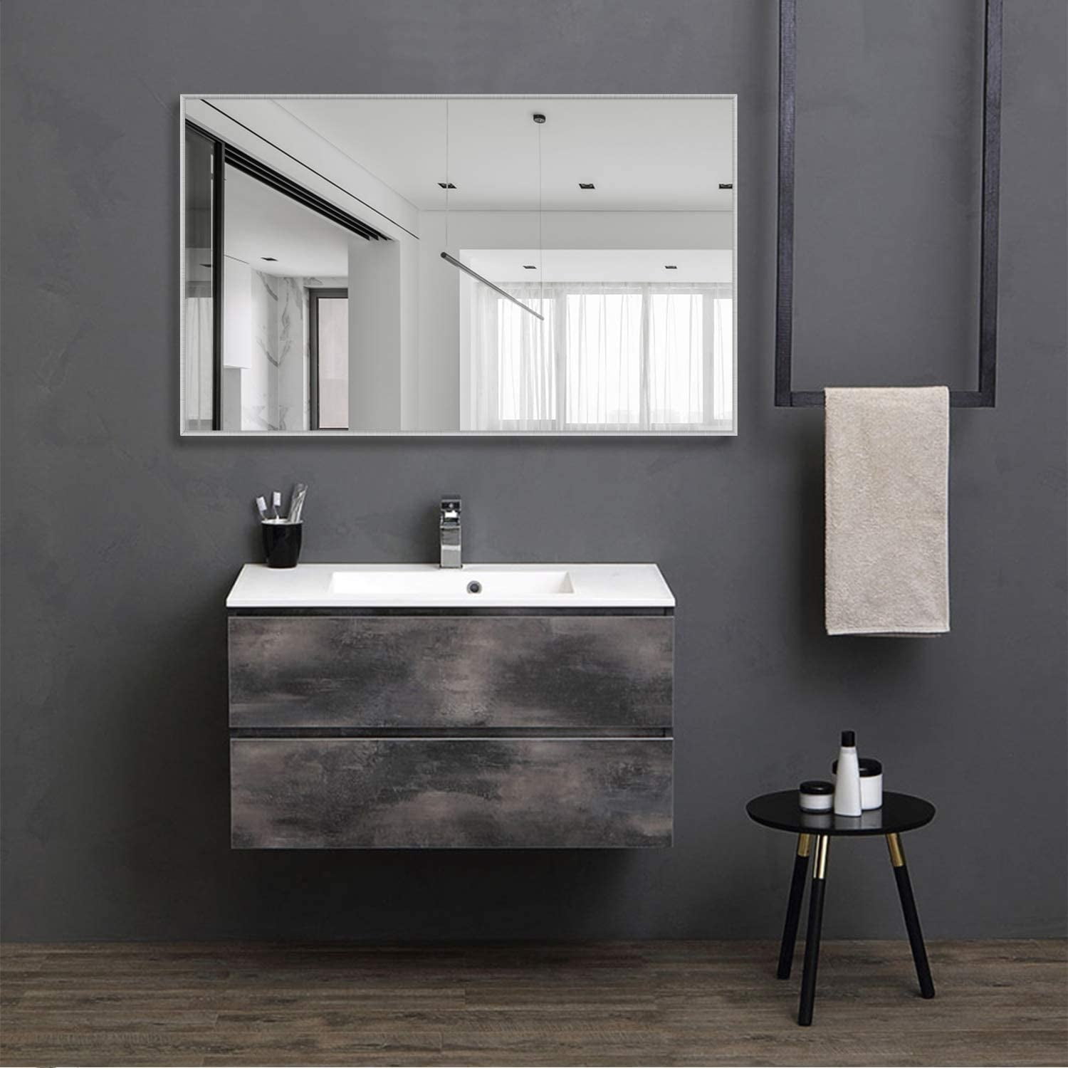 51"x32" Silver Modern Full Length Mirror