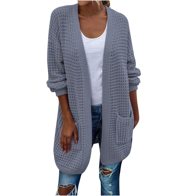 Suéter largo suelto de manga larga de color puro para mujer, cárdigan con capucha, prendas de vestir Fridja BV0+4214