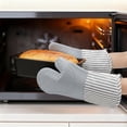 thumbnail image 5 of Unique Bargains 2pcs Soft Silicone Heat-Resistant Oven Mitts Gray 13.4" x 7.3", 5 of 7
