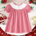 thumbnail image 6 of UAYOTSE Baby Toddler Girls Short Sleeve Gingham Christmas Dress 12 18 Months 2T 3T 4T Embroidered Festive Pattern Casual Holiday Outfit, 6 of 9