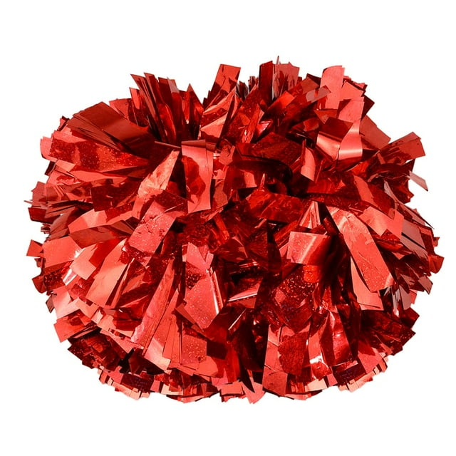 Pompones Lovecheer de color rojo brillante para animadoras, 2 unidades, con puntos holográficos