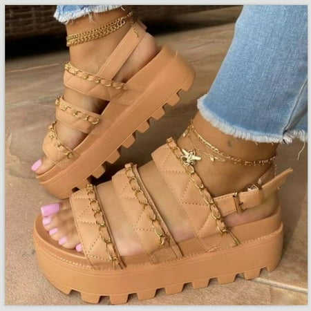 

Women s Slide Wedge Sandal-brown-41