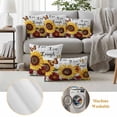 thumbnail image 6 of Sunflower Gray Check Outdoor Waterproof Pillow Covers, Farmhouse Flowers Butterfly Decorative Square Throw Pillowcase Sofa Cushion Sham for Patio/Couch/Chair, 18"x18" 2 Pack, 6 of 8