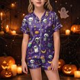 thumbnail image 2 of TOWED22 Halloween Pjs Girl Fall Button Up 2 Piece Pajama Sets Cute Lounge Short Sleeve Pajamas With Shorts,10-11 Y, 2 of 6