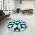 thumbnail image 4 of Ahgly Tapis d'Intérieur Lavable en Machine Carré Transitionnel Bleu Électrique, 4 Pieds Carré, 4 of 7