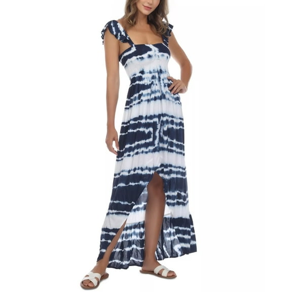 Raviya BLUE Tie-Dye Off-the-Shoulder Swim Cover-up Dress, US Large