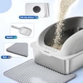 thumbnail image 7 of Kelno Cat Litter Box with Lid Scoop Mat High Wall Anti-Urine Leak Stainless Steel Litter Box, Light Gray, 7 of 7