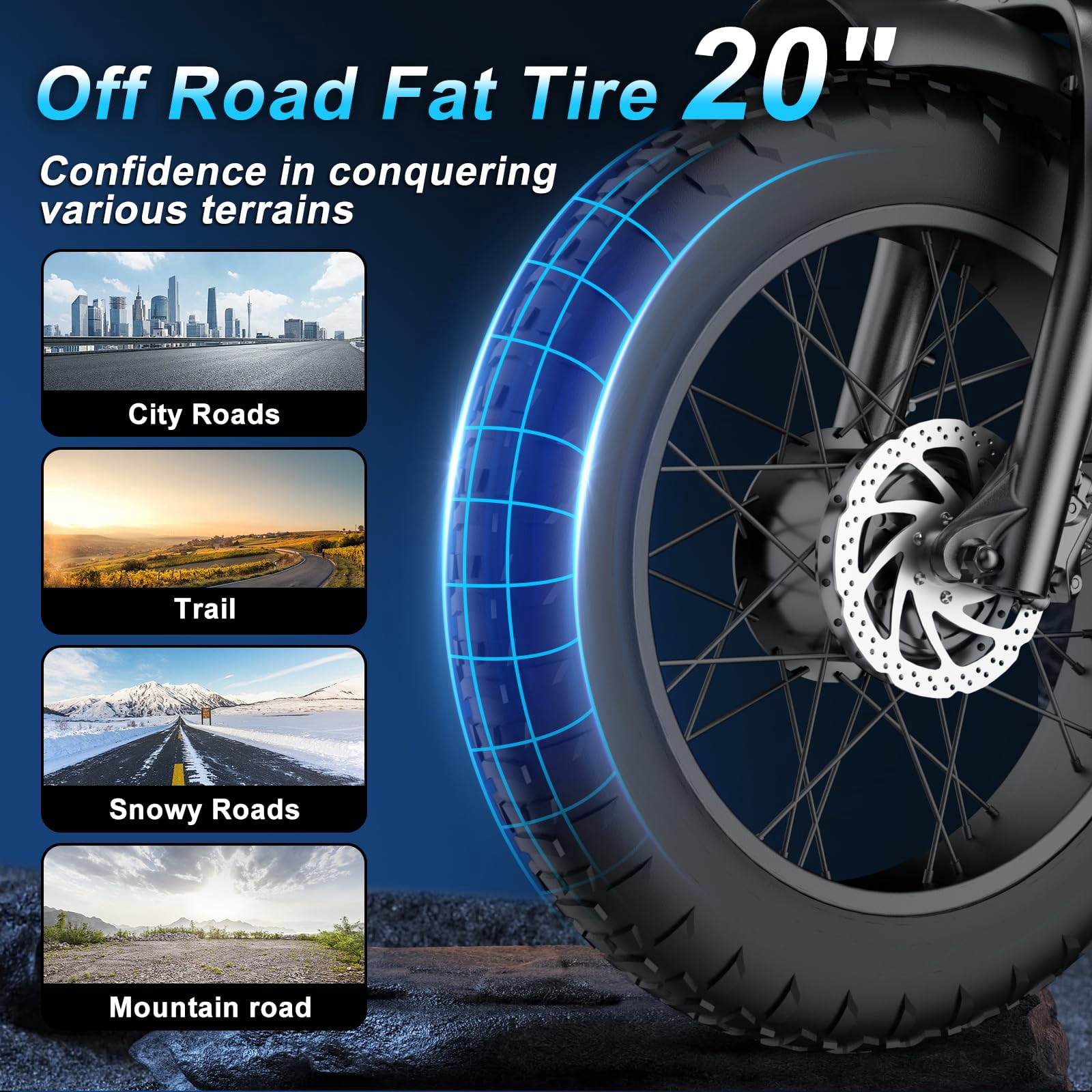 Movcan Dual Motor Dual Battery Electric Bike for Adults, 20" Fat Tire Electric Motorcycle Bike, Hydraulic Brakes 7-Speed 5-Layer Full Suspension UL2849