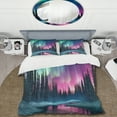 thumbnail image 2 of Designart "The Enchanting Northern Lights in Alaska II" Landscapes Bedding Covert Set - Alaska Pink Modern Bed Set With 2 Shams, 2 of 6