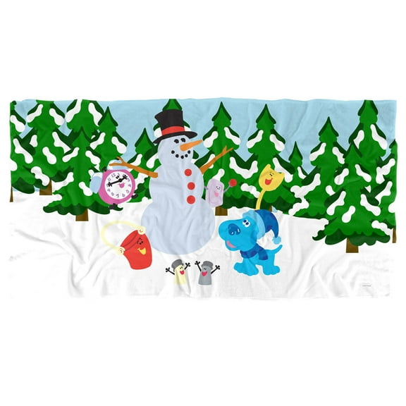 Blue's Clues, 30'x60' Blue Snowman Winter Landscape Beach Towel