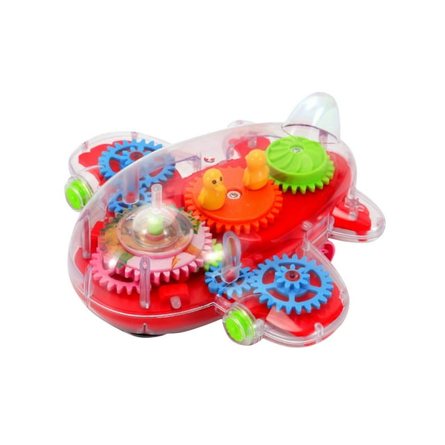 Fiudx Ofertas flash Artículos en oferta Juguete intermitente para niños, luz transparente, música LED colorida, engranaje mecánico, avión, modelo luminoso, regalo