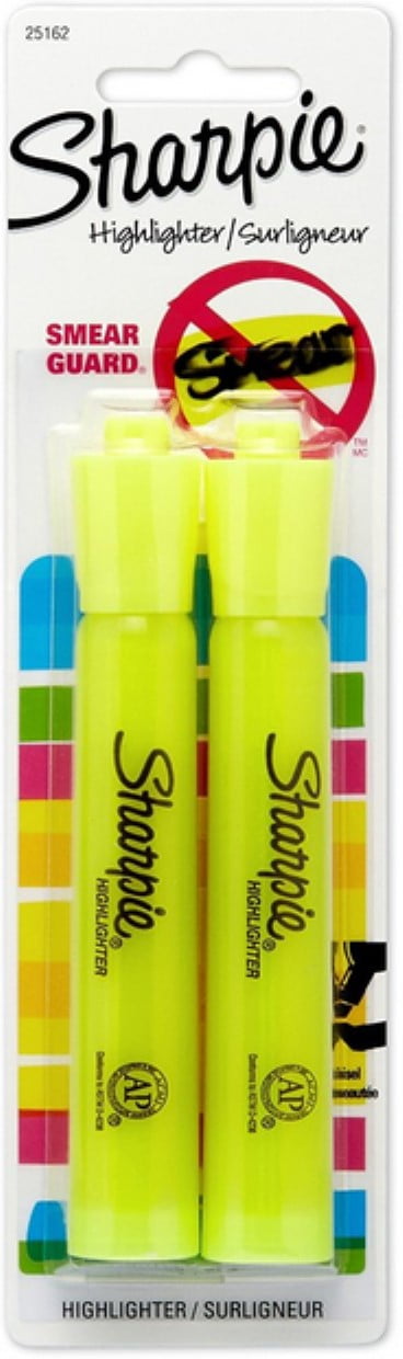 4 Count Chisel Tip Sharpie Tank Style Highlighters Fluorescent Yellow 