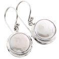 thumbnail image 2 of White Freshwater Coin Cultured Pearl 925 Sterling Silver Earrings, 9/16", 2 of 2