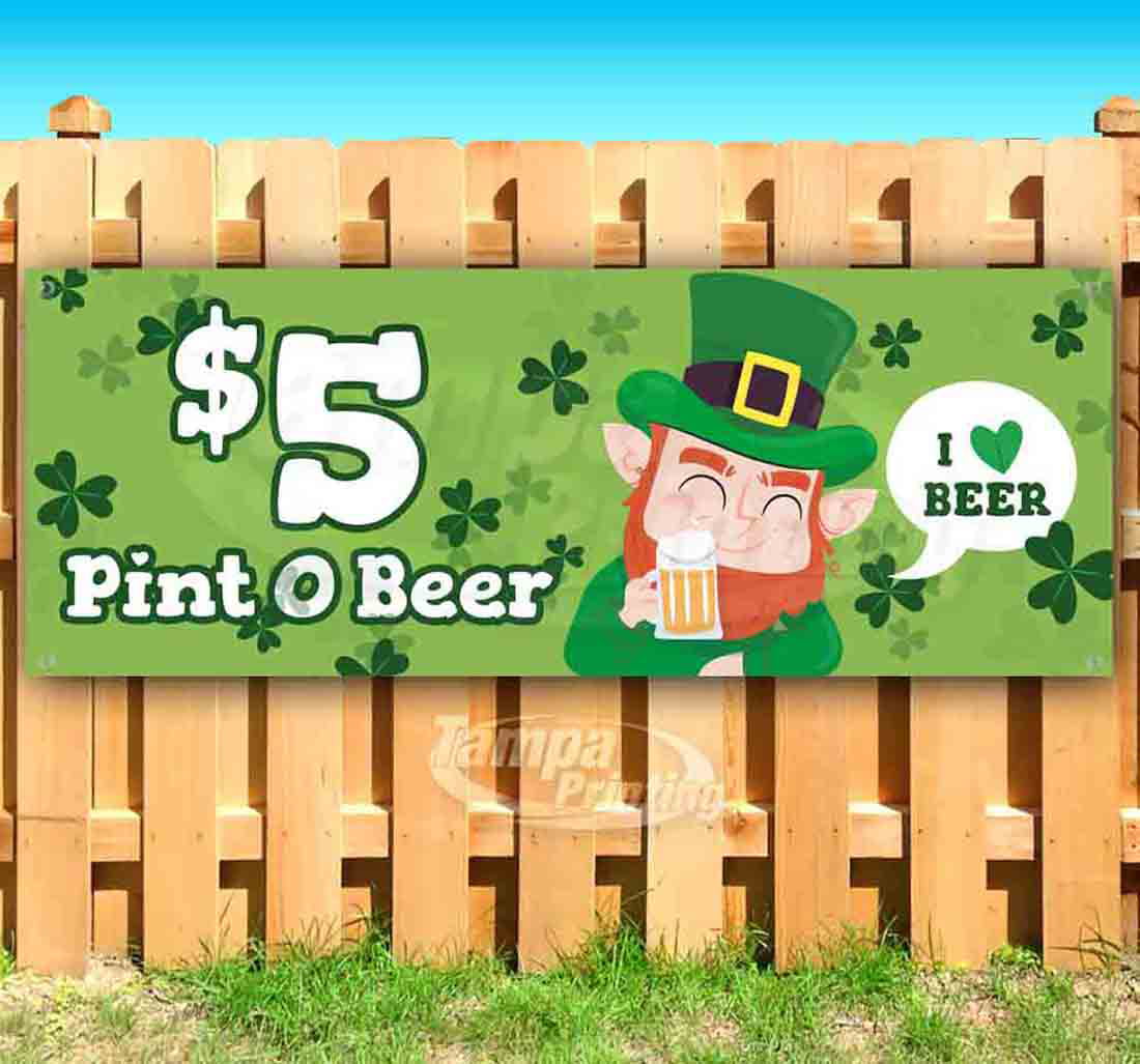 Happy St.Patricks Day Buy 1 Pint Get 1 Free 13 oz Banner Heavy-Duty Vinyl Single-Sided with Metal Grommets 