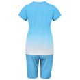 thumbnail image 4 of Fangasis Women Two Piece Outfit Crew Neck Jogger Set Short Sleeve Sweatsuits Ladies Loose Lounge Sets Elastic Waist Jogging Light Blue M, 4 of 5