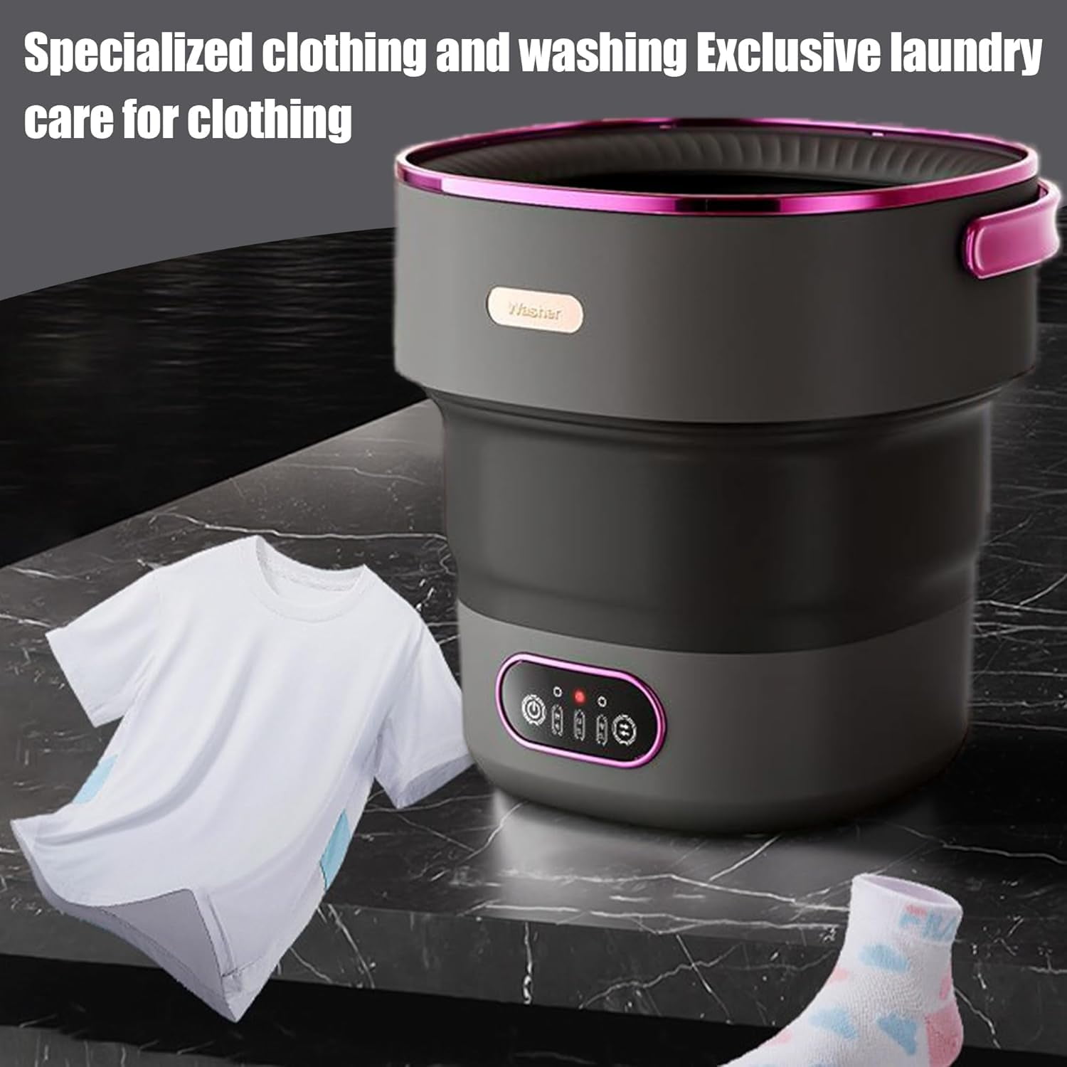 Litake Mini Portable Washing Machine and Dryer, Mini Washer 13L Portable Washing Machine Fully Automatic 3 Cleaning Modes Collapsible Camping Washer for Dorm Travel Black