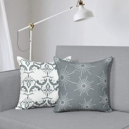 Cozybedin Set of 2 Grey Decorative Pillows with Inserts Modern Throw Pillows Cushion Pillows for Indoor Outdoor Home Decoration 18 x 18 Inch Introductions:The pattern is single-sided printing，Two different shapes of geometric patterns make the decorative pillows full of fashion and illuminate your home. These decorative pillows are made of superior material. Softness  comfort and durability are the most prominent features of this fabric.SUITABLE OCCASIONS: Its stylish style perfectly match your bed  sofa or car seat and add a lot of charm to where you place it.INVISIBLE ZIPPER: The strong invisible zipper makes the pillow covers more beautiful and durable.Specifications:Color:Gray Pillow2 | Size:18  x 18 Product Dimensions 18 x 18 x 0.01 inchesItem Weight 10.2 ouncesPackage Includes:2*Cushion Cover（the insert is not include）