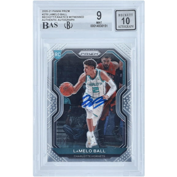 LaMelo Ball Charlotte Hornets Autographed 2020-21 Panini Prizm 7 #278 Beckett Fanatics Witnessed Authenticated 9/10 Rookie Card - Fanatics Authentic Certified