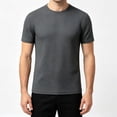 thumbnail image 4 of Dolkfu Short Sleeve Dress&nbsp;Shirts&nbsp;for Men Crew Neck Gray Pull-On Minimalist Tops Solid Athletic Modern T-Shirts Gray,Xxxl, 4 of 5