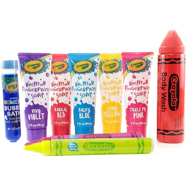 Crayola Bath Time Bundle 9 Items Bubble Bath, Bathtub Fingerpaint