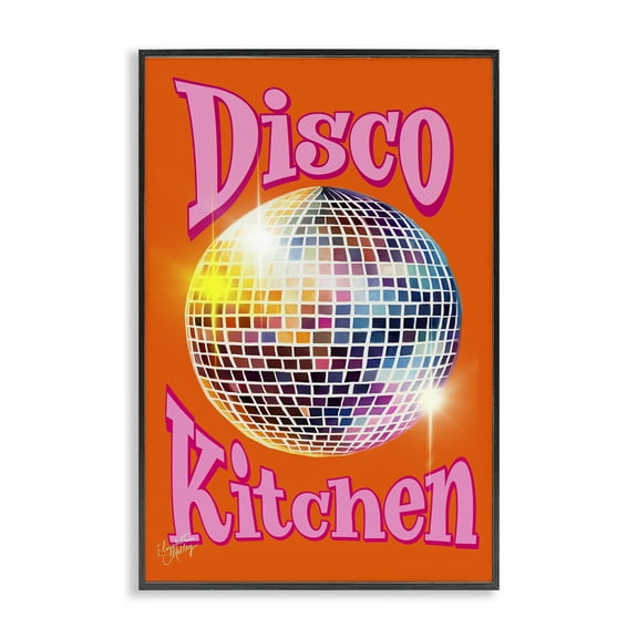 Stupell Industries Groovy Disco Kitchen Performing Arts Painting Black Framed Art Print Wall Art, 12 x 18