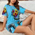 thumbnail image 6 of Bixox Women's Elephant Trunk Couple Flowers Printed Pajama Set 2 Piece Lounge Set Top and Shorts Soft Pajamas, Shorts with Pockets, 6 of 7