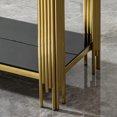 thumbnail image 4 of Modern Tempered Glass Console Table with Mirror Gold Stainless Steel Base - 2-Tier Living Room Sofa Side Table & Decorative Art Piece, 4 of 7