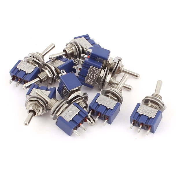125V 6A SPDT ON OFF ON 3 Posiciones 3 Terminales Mini Interruptor de Palanca 10 Pcs