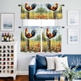 thumbnail image 2 of Retro Rooster Kitchen Curtains Sets for Windows 36 Inch Length, Spring Floral Watercolor Animals Rod Pocket Window Treatments Tier Curtains and Valances Set for Bedroom/Bathroom, 2 of 8