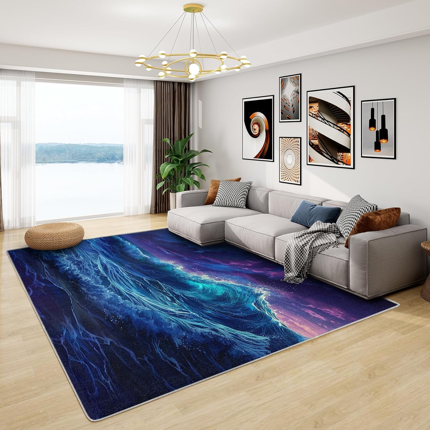 Ocean Wave Area Rug - 3x5 Rug - Ocean Wave Rug - Nautical Starry