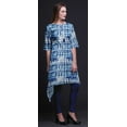 thumbnail image 3 of Bimba Blue Print Shibori Women Kurtas Ethnic Printed Asymmetric Summer Wear Tops For Women Large, 3 of 6