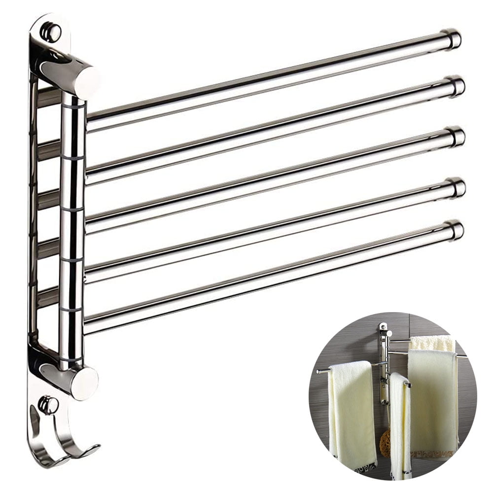Wall Mounted Swing Towel Bar Stainless Steel Bath Towel Rod Arm, Bathroom/Kitchen Swivel Towel Rack Hanger Holder Organizer