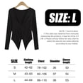 thumbnail image 4 of Camisetas cortas de manga larga para mujer, camisetas ajustadas básicas informales con cuello en V fruncido, camiseta corta sexy de manga larga, negro, 4 of 5