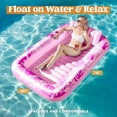 thumbnail image 2 of Tumbona inflable para broncearse para piscina, tipo flotador, en forma de L, rosa intenso, 70 x 46 cm, 2 of 7